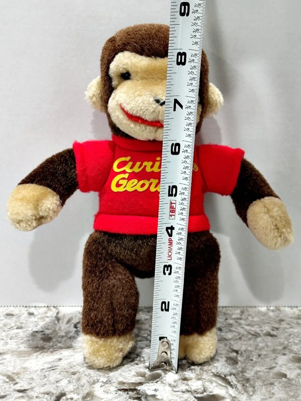 GUND Curious George Plush Monkey Red Shirt Small 1990 Vintage 8